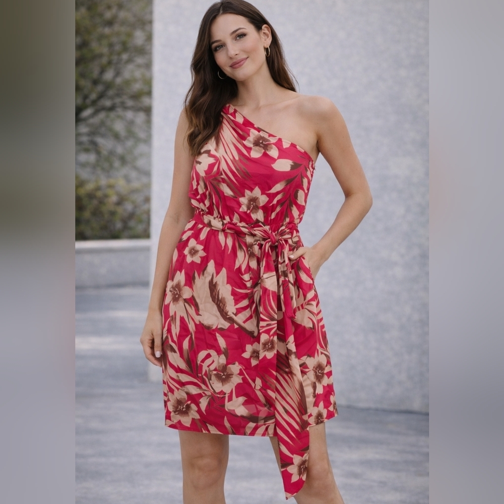 🌸 Cupshe One Shoulder Floral Dress Medium NWT